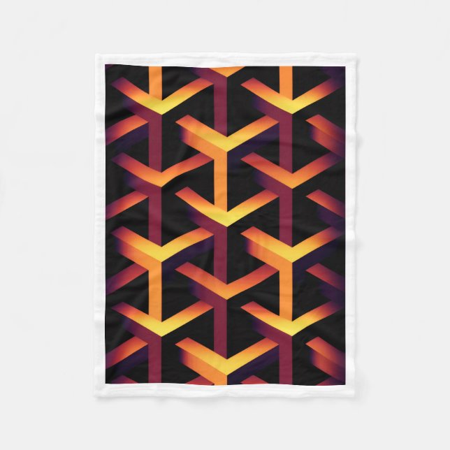 Geometric 3D Optical Illusion Pattern Fleece Blank Blanket (Front)