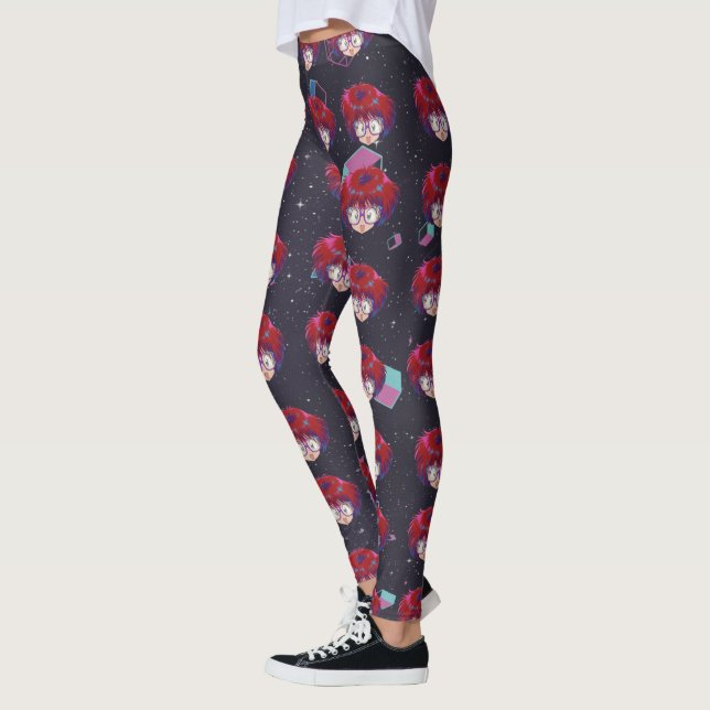Geometric 90s retro anime   leggings (Left)