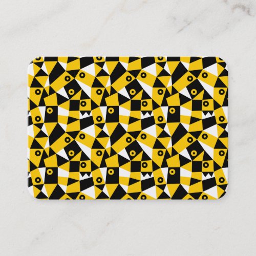 Geometric Abstract 030919 _ Amber Black and White Business Card