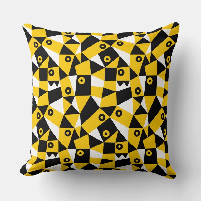 Geometric Abstract 030919 - Amber, Black and White Throw Pillow (Front)
