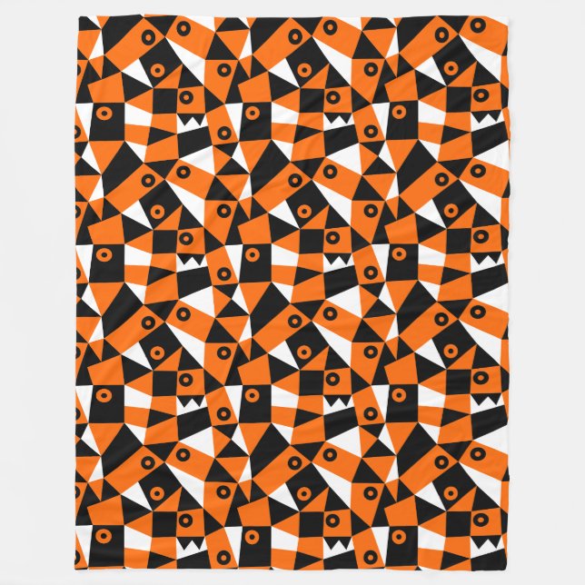 Geometric Abstract 030919 - Orange Fleece Blanket (Front)