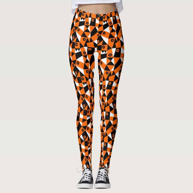 Geometric Abstract 030919 - Orange Leggings (Front)