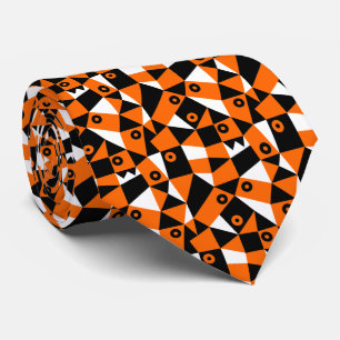 Geometric Abstract 030919 - Orange Neck Tie