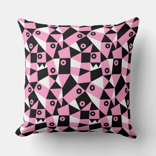 Geometric Abstract 030919 - Pink Throw Pillow (Front)