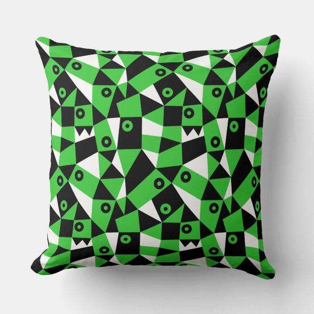 Geometric Abstract 030919 - Spring Green Throw Pillow (Front)