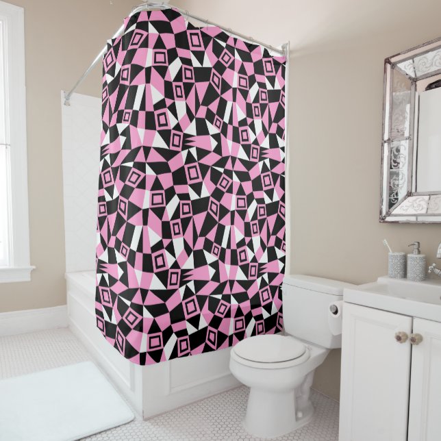 Geometric Abstract 050919 - Pink Shower Curtain (In Situ)