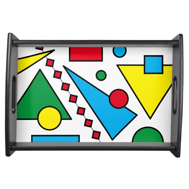 [Geometric Abstract #1] Bold Primary Colors Shapes Serving Tray (Front)