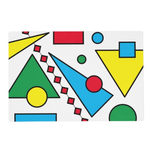 Geometric Abstract 1 Primary Colors Laminated Placemat