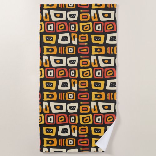 Geometric Abstract African Pattern Beach Towel