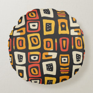 Geometric Abstract African Pattern Round Pillow