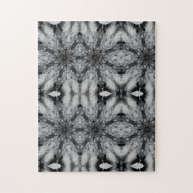 Geometric abstract art black and white jigsaw puzzle (Vertical)