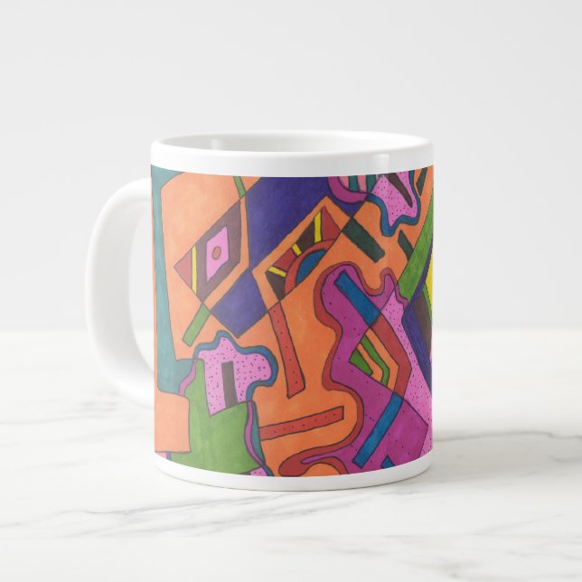 "Geometric" Abstract Art Giant Coffee Mug (Front Left)