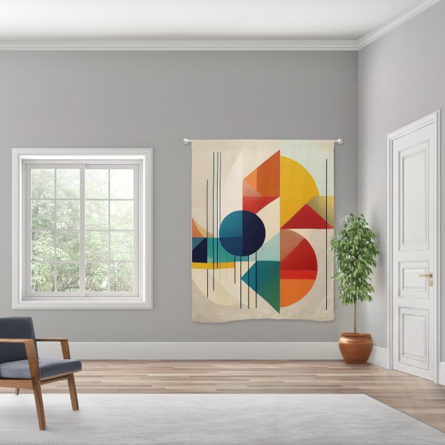 Geometric Abstract Art in Bauhaus Style Blackout Curtains (Wide)