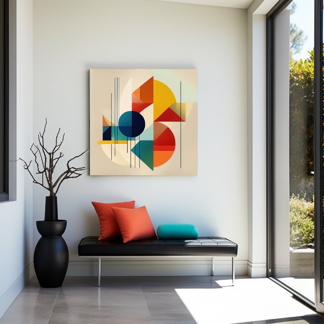 Geometric Abstract Art in Bauhaus Style Faux Canvas Print (Creator Uploaded)