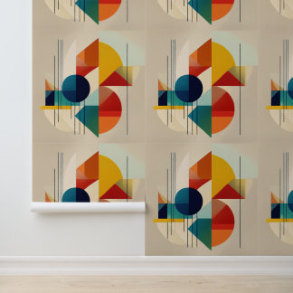 Geometric Abstract Art in Bauhaus Style Wallpaper
