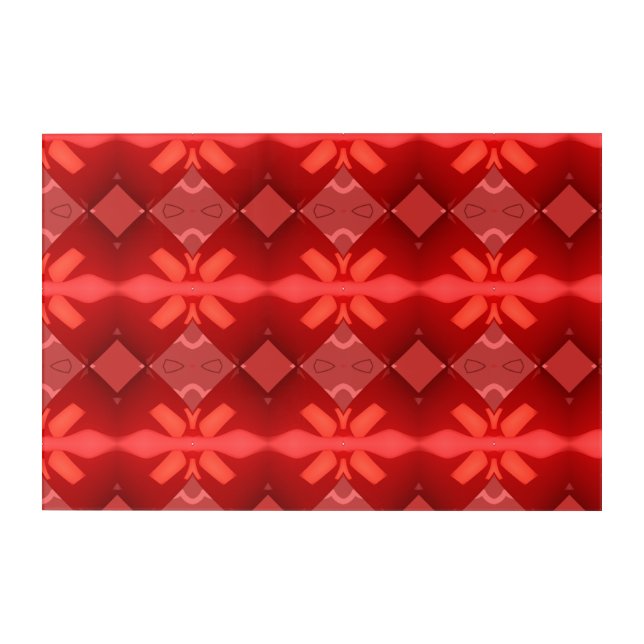 Geometric abstract art scarlet red acrylic (Front)