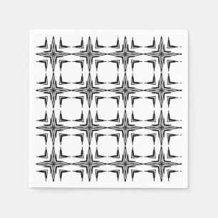 Geometric abstract art white black napkins