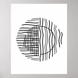 Geometric Abstract Black Mid Century Contemporary Poster