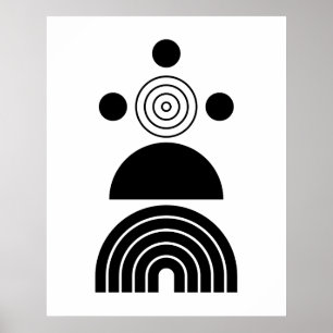 Geometric Abstract Black Mid Century Contemporary Poster