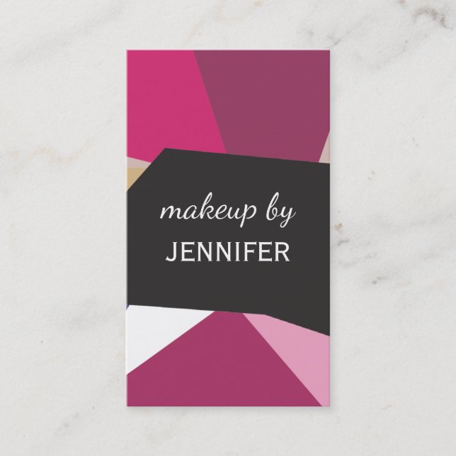 Geometric Abstract Bold MODERN Makeup Artist Business Card (Front)