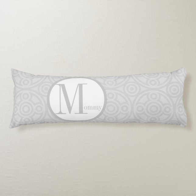 Geometric Abstract Circle Link Gray Mommy To Be Body Pillow (Front)