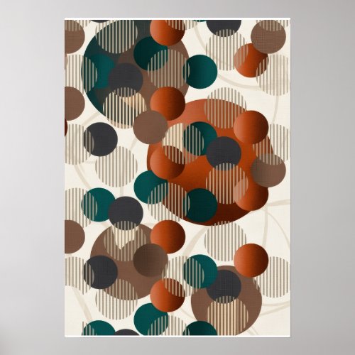 Geometric Abstract Circles Modern Brown And Blue F Poster