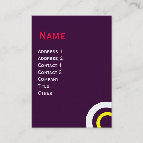 GEOMETRIC ABSTRACT CIRCLES Purple Yellow White Business Card