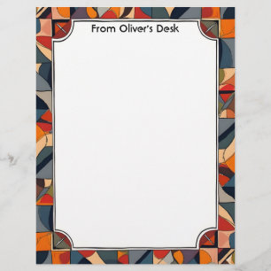 Geometric Abstract Colorful Frame Stationery