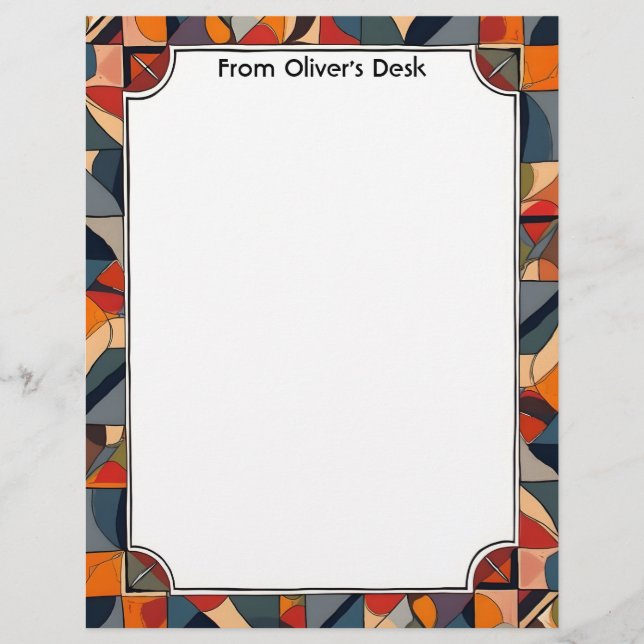 Geometric Abstract Colorful Frame Stationery (Front)