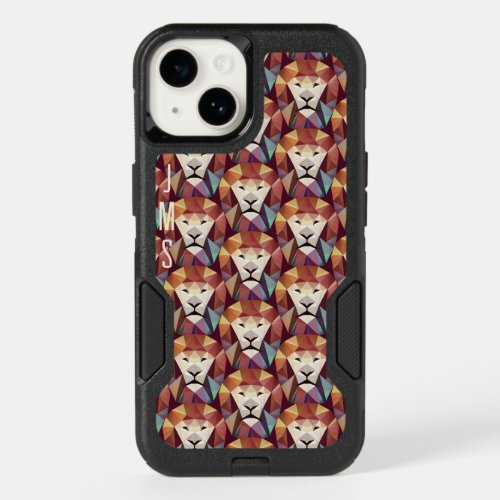 Geometric Abstract Colorful Lion Pattern Initials OtterBox iPhone 14 Case