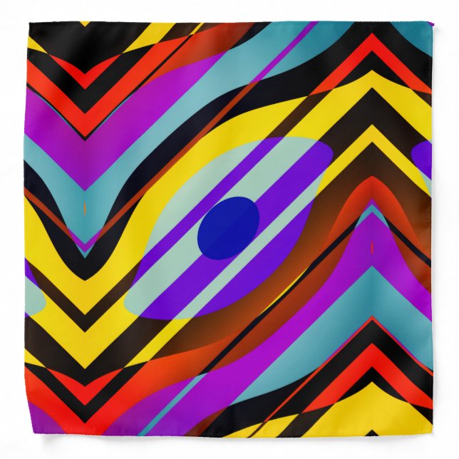  Geometric Abstract Colorful Modern Art Pattern Bandana (Front)