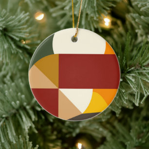 Geometric Abstract Colorful Warm Modern Shaped Ceramic Ornament