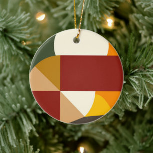 Geometric Abstract Colorful Warm Modern Shaped Ceramic Ornament