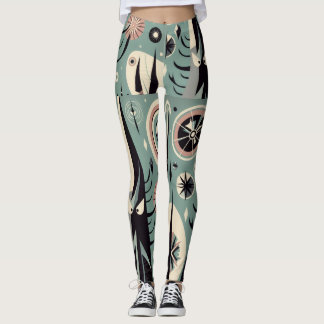 Geometric Abstract Cosmic Tree Design Leggings