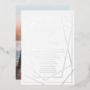 Geometric Abstract Frame SILVER Wedding Foil Invitation
