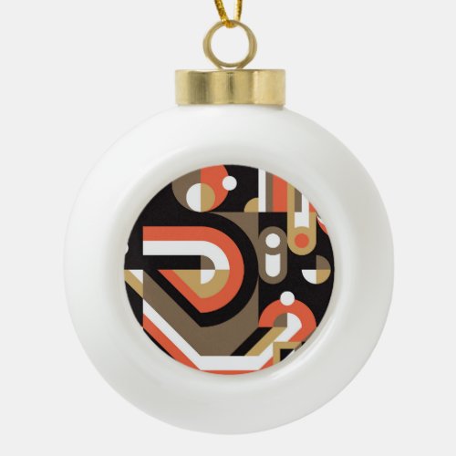 Geometric Abstract Futuristic Artwork Design Ceramic Ball Christmas Ornament
