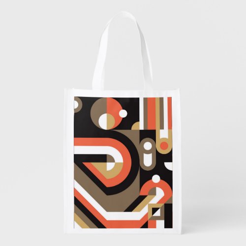 Geometric Abstract Futuristic Artwork Design Grocery Bag