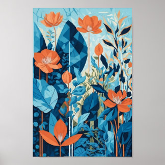 Geometric abstract garden, ai art, DOWNLOADABLE, Poster