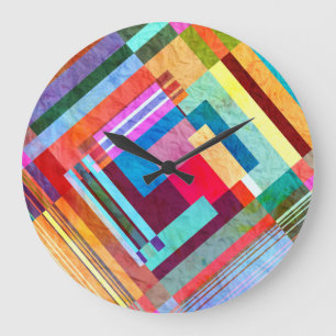 Geometric abstract, graphic color background. large clock