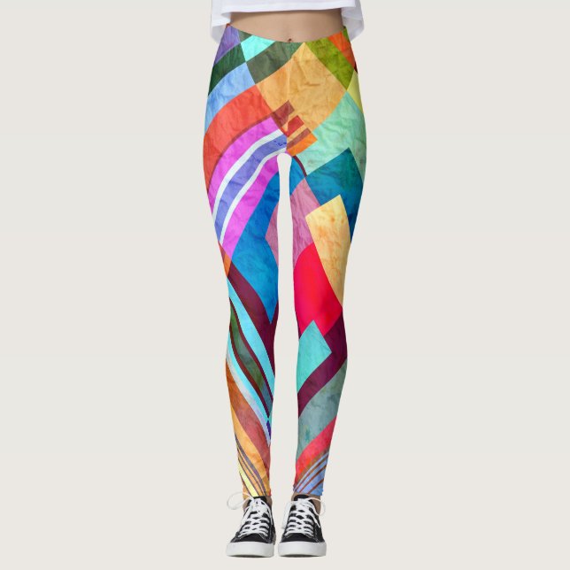 Geometric abstract, graphic color background. leggings (Front)