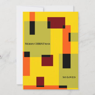 Geometric Abstract Green Orange Yellow Christmas Holiday Card