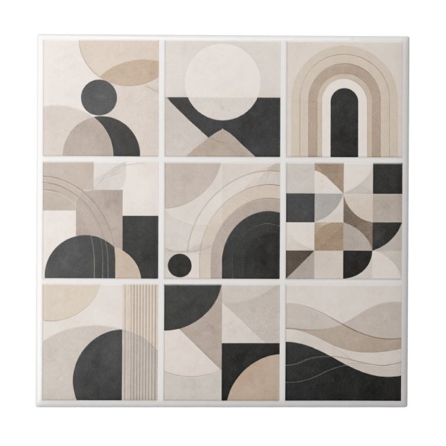 Geometric Abstract Harmony – Modern Ceramic Tile (Front)
