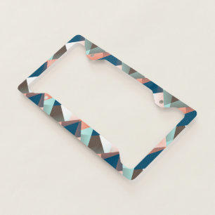 Geometric Abstract Hip Modern Block Art Pattern License Plate Frame