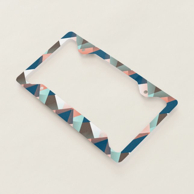 Geometric Abstract Hip Modern Block Art Pattern License Plate Frame (3/4)