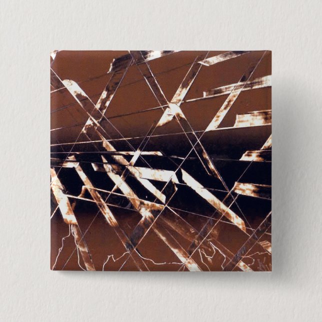 Geometric Abstract in Brown and Black Button (Front)