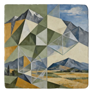 Geometric Abstract Mountain Landscape Trivet