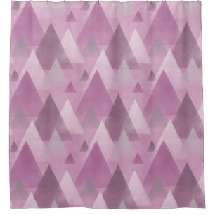 Geometric Abstract Mountains, Pink, Gray Shower Curtain