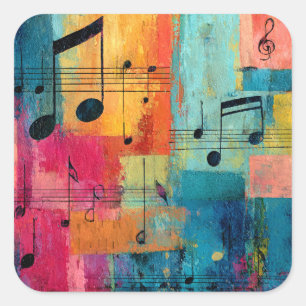 Geometric Abstract Music, Square Sticker