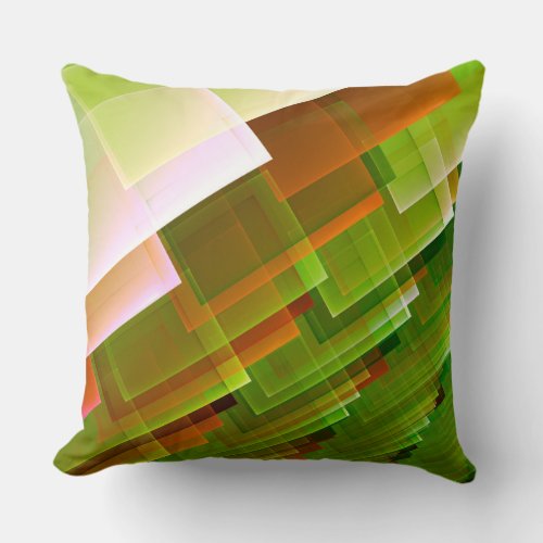 Geometric abstract orange green pattern throw pillow