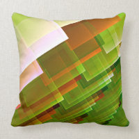 Geometric abstract orange green pattern throw pillow